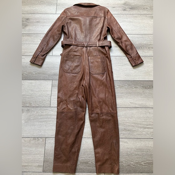 Brown leather jumpsuit Veronica Beard - Picture 9 of 14